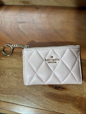 kate spade Quilted Card Holder Keyring in Light Pink